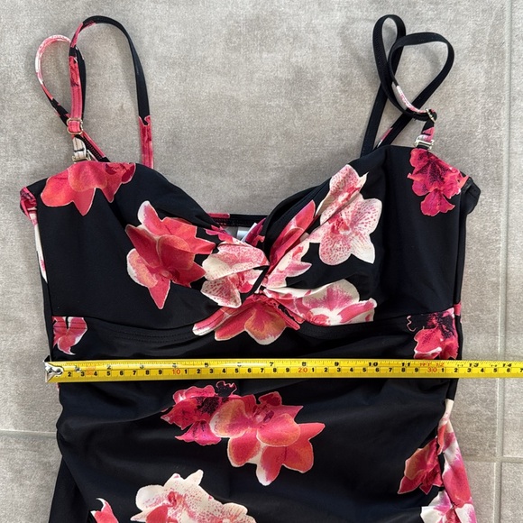 Calvin Klein Women's Floral-Print Tankini Swim Top- Black/Pink/White - L - Picture 10 of 10